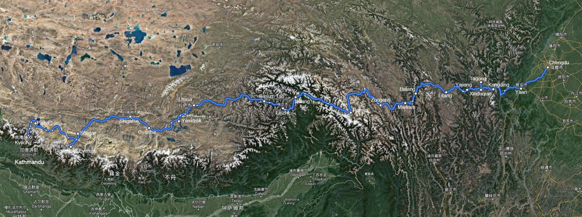 Mietwagenreise von Sichuan über Tibet nach Nepal mit Everest